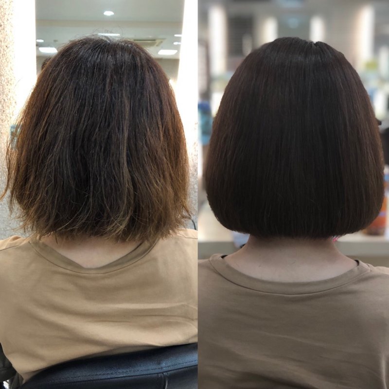 ノーアイロン縮毛矯正before⇒after