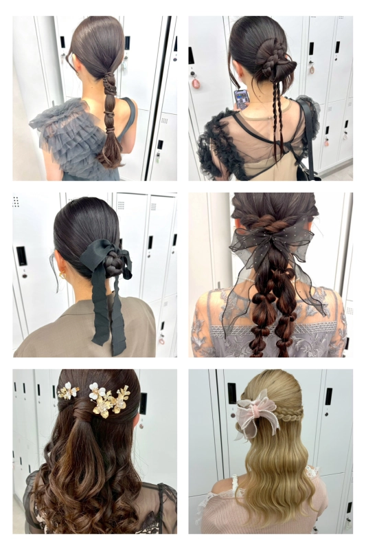 横浜駅近郊徒歩5分 横浜で結婚式ヘアセット/横浜お呼ばれヘアセット/横浜ヘアセット/横浜結婚式ヘアアレンジ/横浜お呼ばれヘアアレンジ/横浜カチモリ/横浜立体リボン/横浜くるみちゃんヘア/横浜シニヨン/横浜ゆるふわアップ/横浜編みおろし/横浜ハーフアップ/横浜タイト系/金箔/ビックリボン/ビックシュシュ