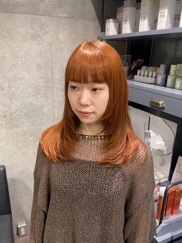 オレンジ×レイヤーカット