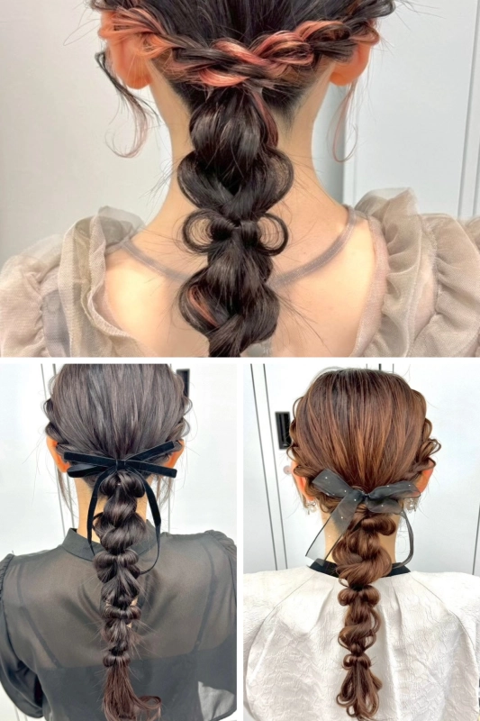 横浜で結婚式ヘアセット/お呼ばれヘアセット/横浜ヘアセット/結婚式ヘアアレンジ/お呼ばれヘアアレンジ/カチモリ/立体リボン/くるみちゃんヘアシニヨン/ゆるふわアップ/編みおろし/ハーフアップ/タイト系/金箔